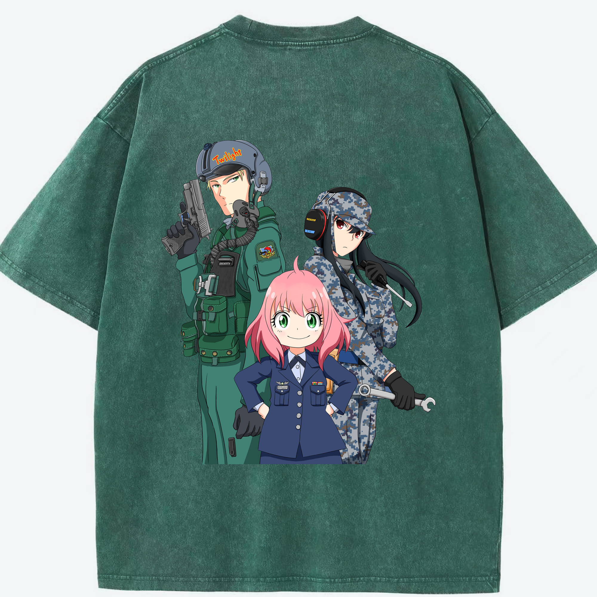 （画像用） SPY×FAMILY间谍家家酒 綿100% ヴィンテージ風 半袖Tシャツ（背面プリント）